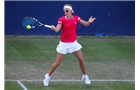 BIRMINGHAM, ENGLAND - JUNE 12:  Kirsten Flipkens of Belgium hits a return during Day Four of the Aegon Classic at Edgbaston Priory Club on June 12, 2014 in Birmingham, England.  (Photo by Paul Thomas/Getty Images)